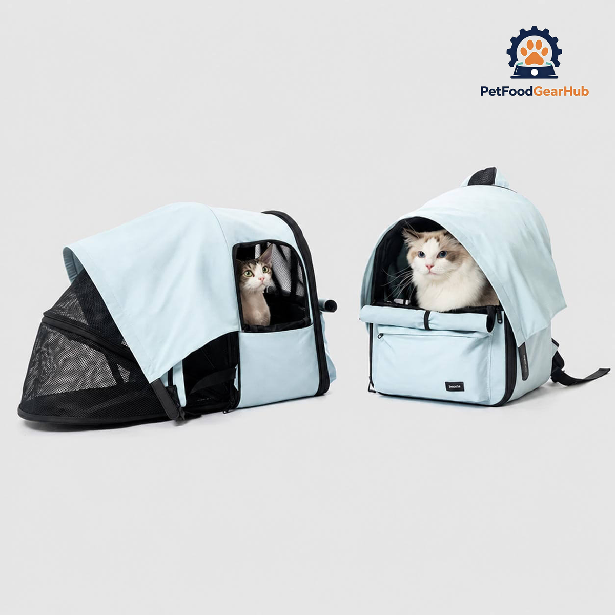 Cove Expandable Cat Backpack with Two Cats | Expandable Cat Carrier Backpack | PetFoodGearHub