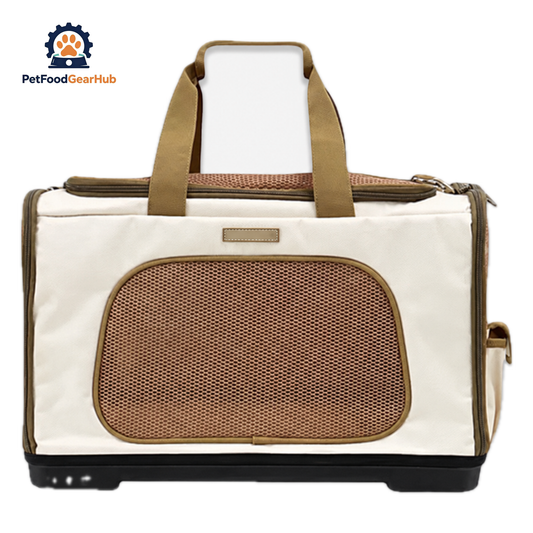PetFoodGearHub Cat Duffle Travel Carrier in Cream and Tan | PetFoodGearHub