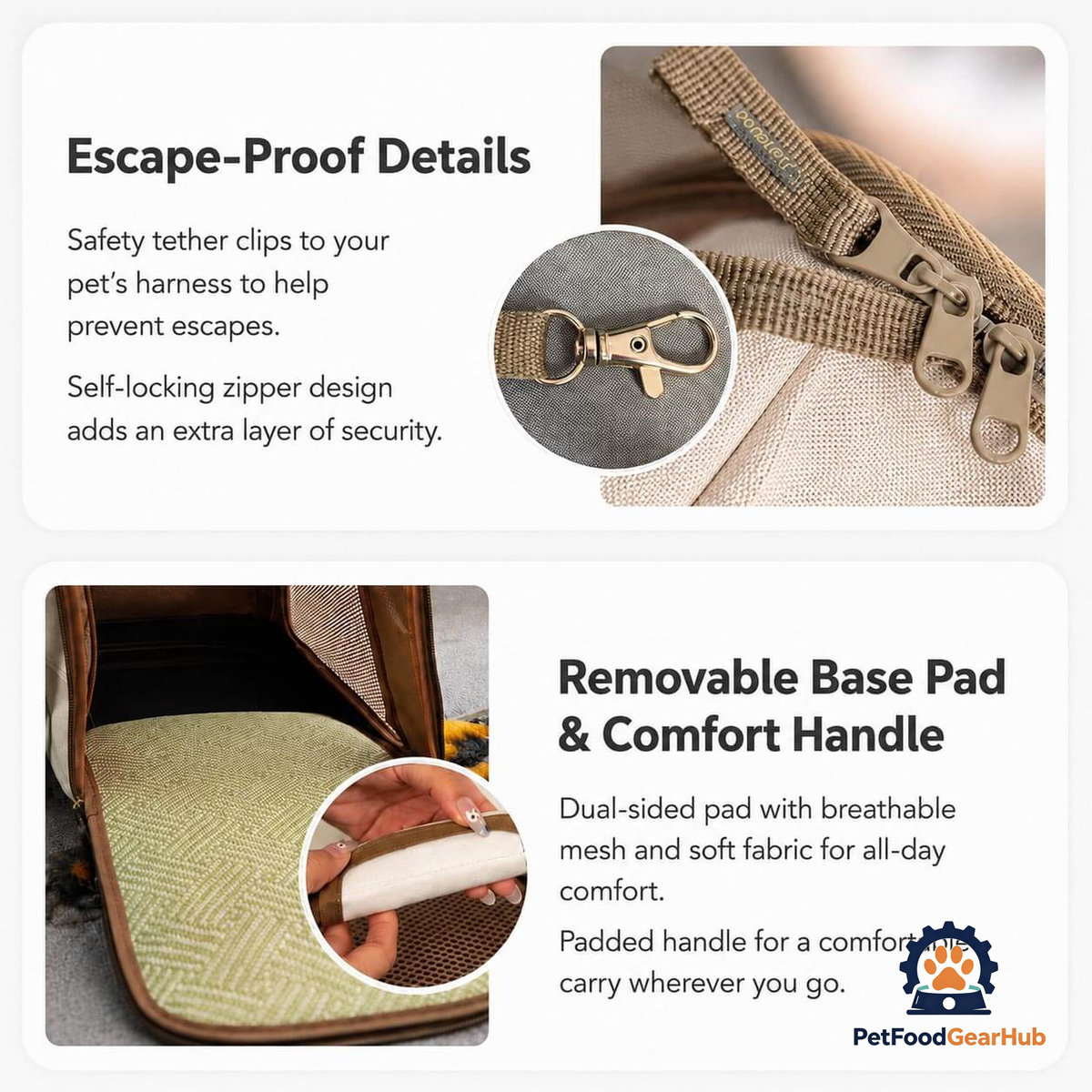PetFoodGearHub Cat Duffle Travel Carrier with Escape-Proof Details | PetFoodGearHub