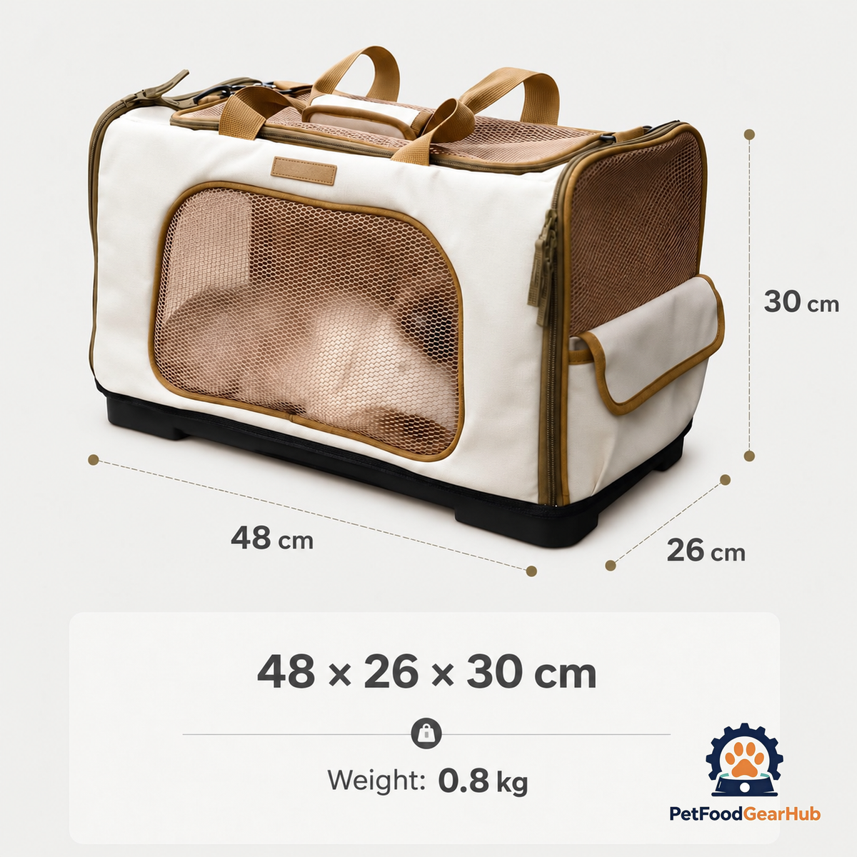 PetFoodGearHub Cat Duffle Travel Carrier with Dimensions and Weight | PetFoodGearHub