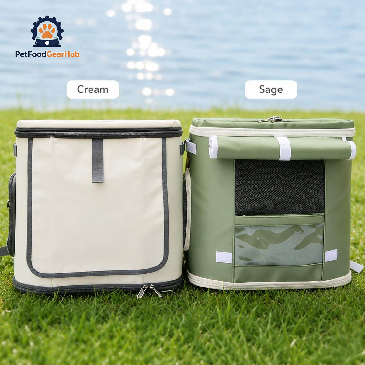 Noma Cat Backpack in Cream and Sage | PetFoodGearHub