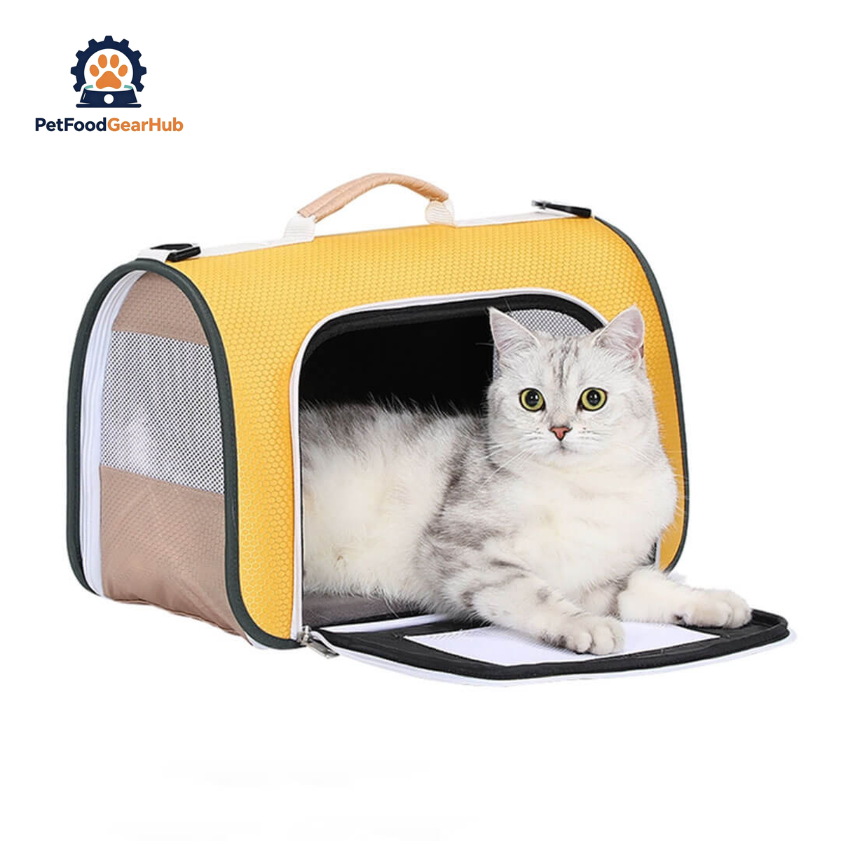 Cat in Yellow Lightweight airline-oriented Travel Cat Carrier | PetFoodGearHub