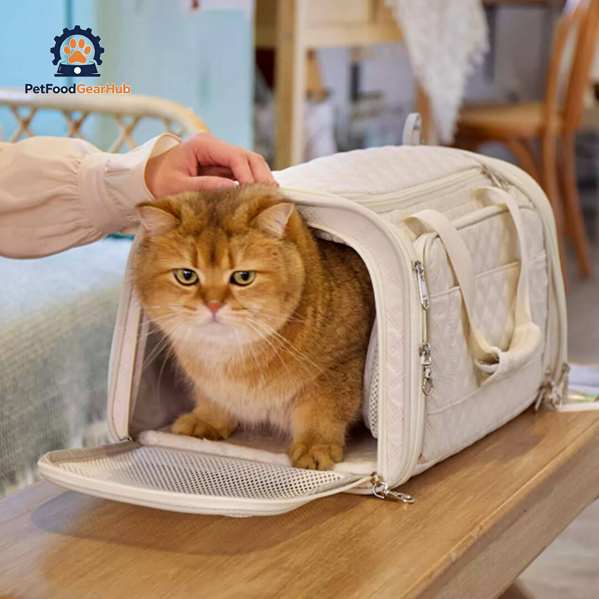 Cat in Beige airline-oriented Cat Carrier for Travel | PetFoodGearHub