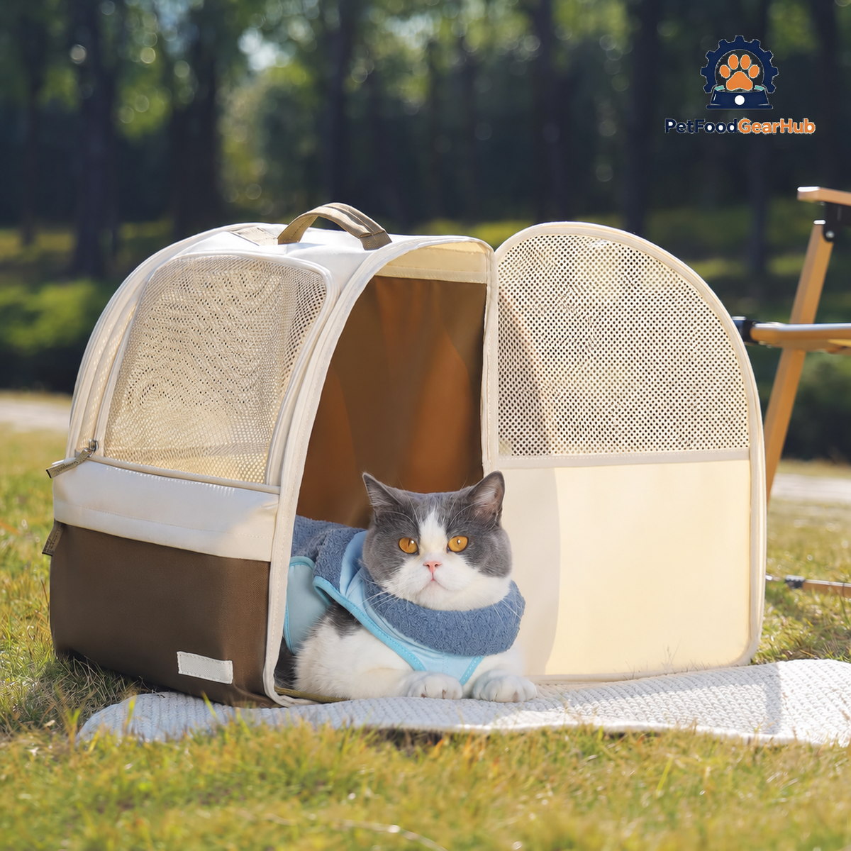 Cat Lying Inside Lightweight Cat Backpack | PetFoodGearHub