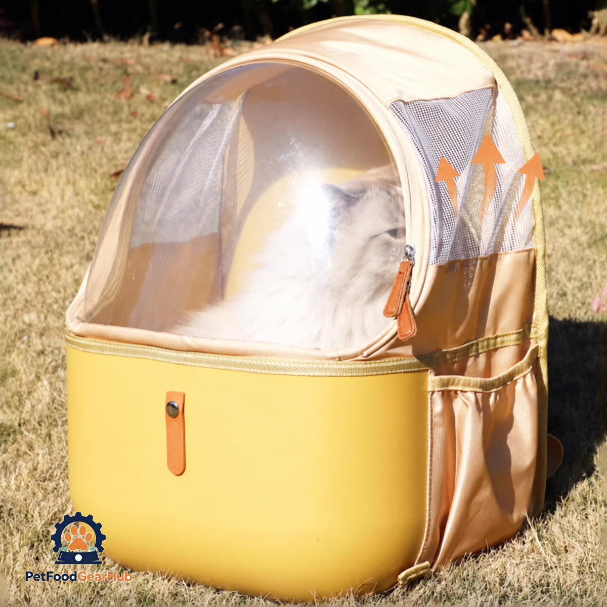 Ventilation of Yellow Collapsible Cat Backpack | PetFoodGearHub