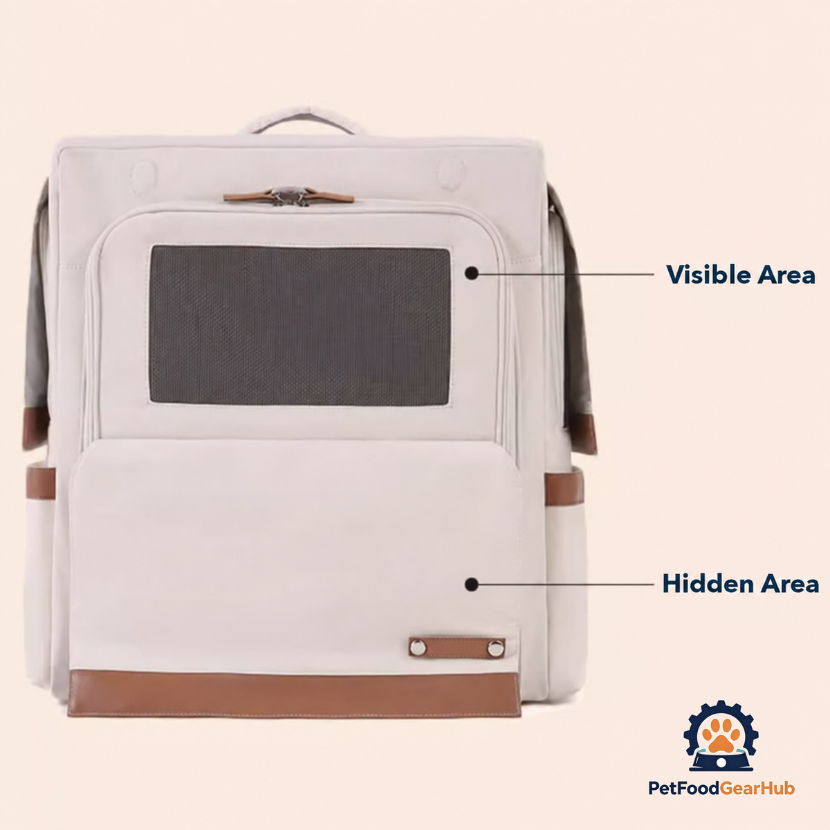 Beige Collapsible Leather Cat Traveling Backpack | PetFoodGearHub