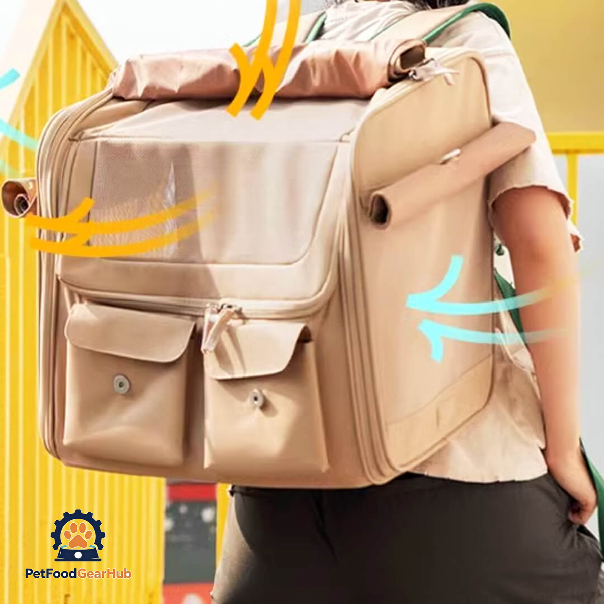 Breathable Mesh of Collapsible Brown Cat Backpack |  PetFoodGearHub