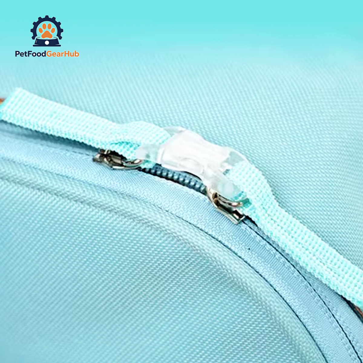 Zippers of Collapsible Blue Cat Backpack |  PetFoodGearHub