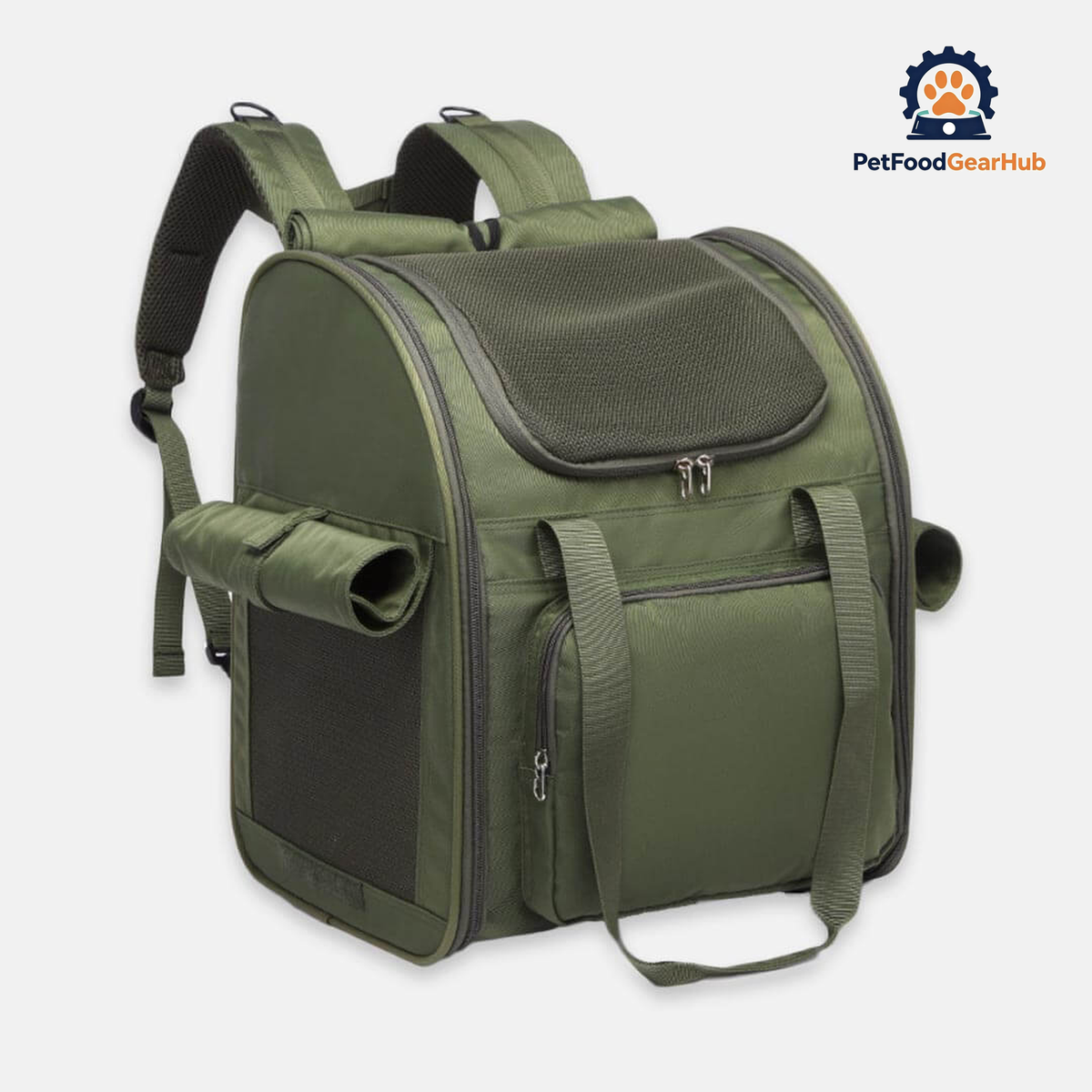 Dark Green Cat Backpack for Carrying Large Cats | PetFoodGearHub