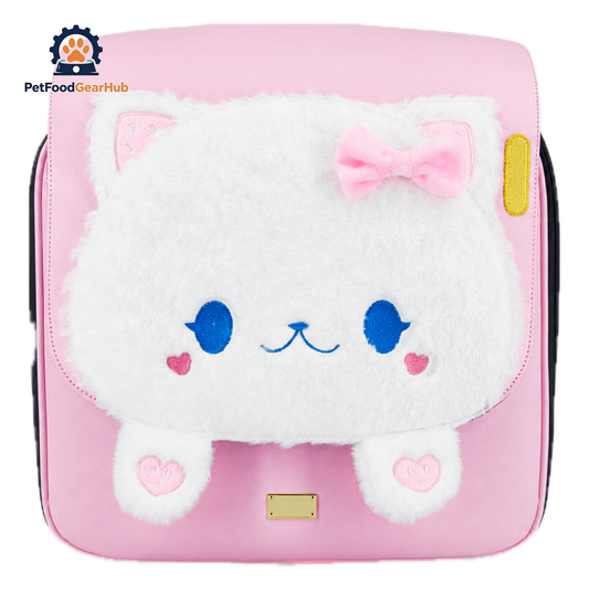 PetFoodGearHub Whiskers Wonders Cat Backpack in Pink With Embroidered Kitty | PetFoodGearHub