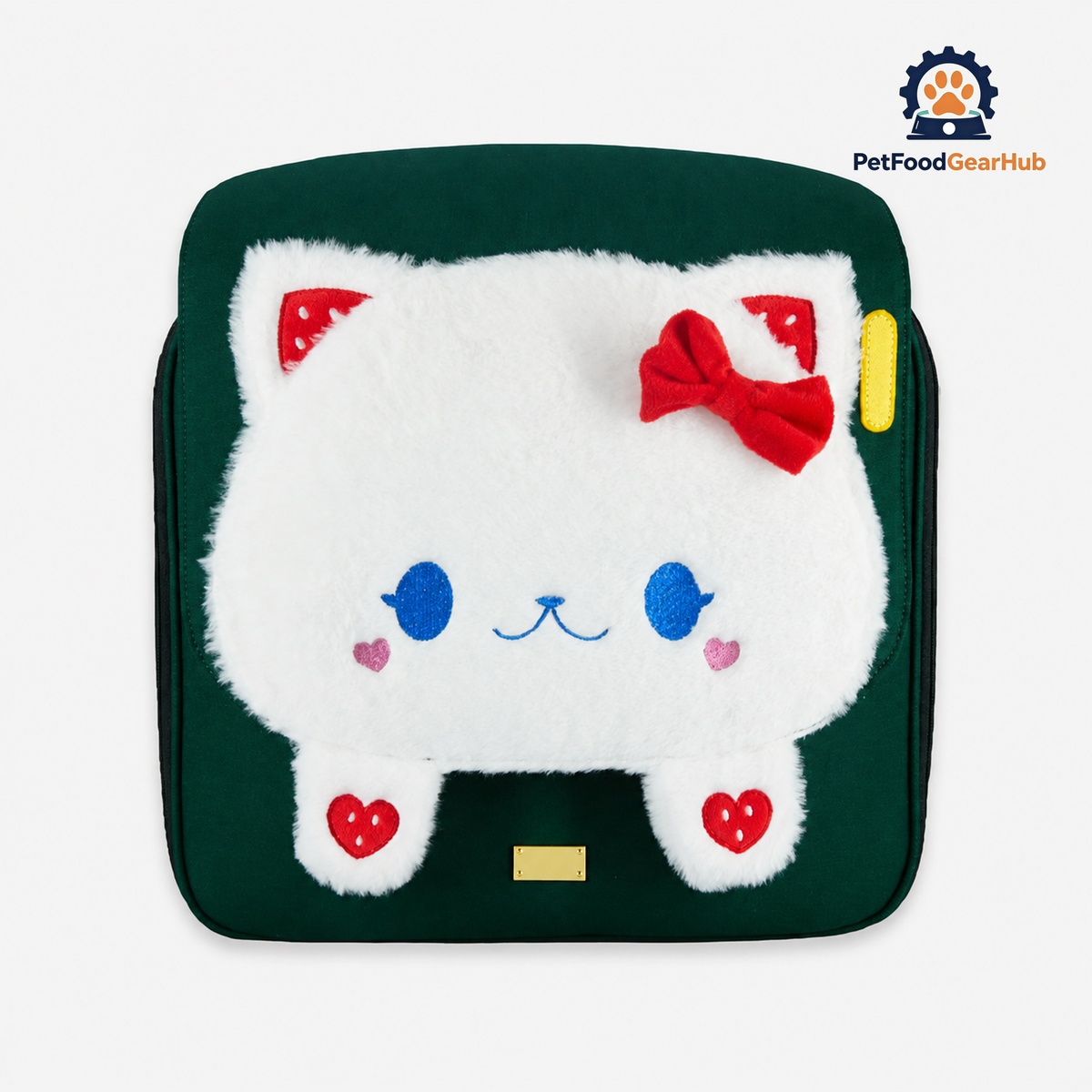 PetFoodGearHub Whiskers Wonders Cat Backpack in Green With Embroidered Kitty | PetFoodGearHub