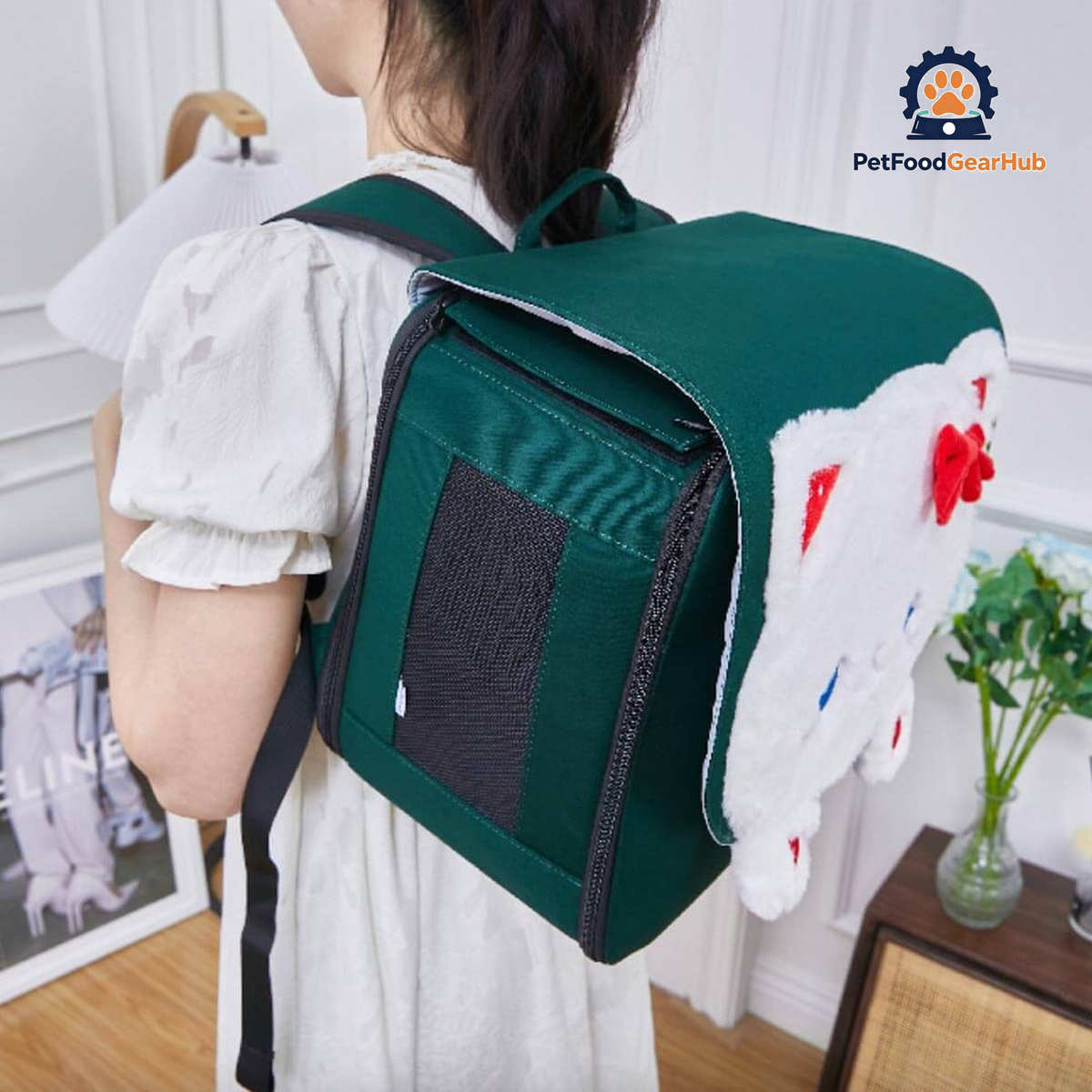 Green PetFoodGearHub Whiskers Wonders Cat Backpack | PetFoodGearHub
