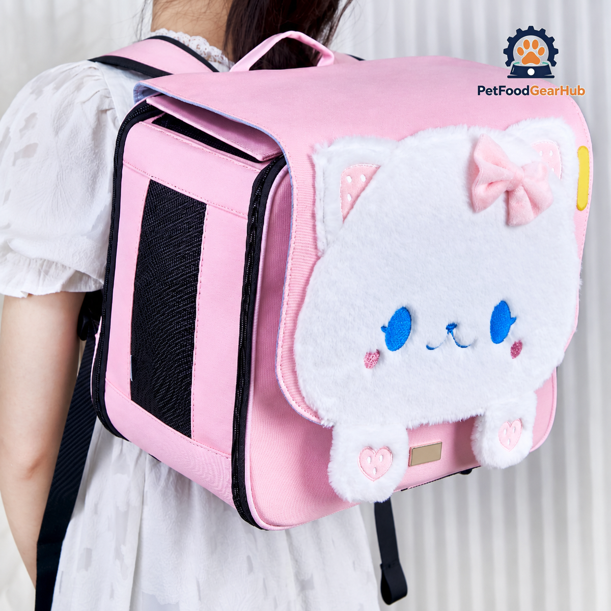 PetFoodGearHub Whiskers Wonders Pink Cat Backpack | PetFoodGearHub