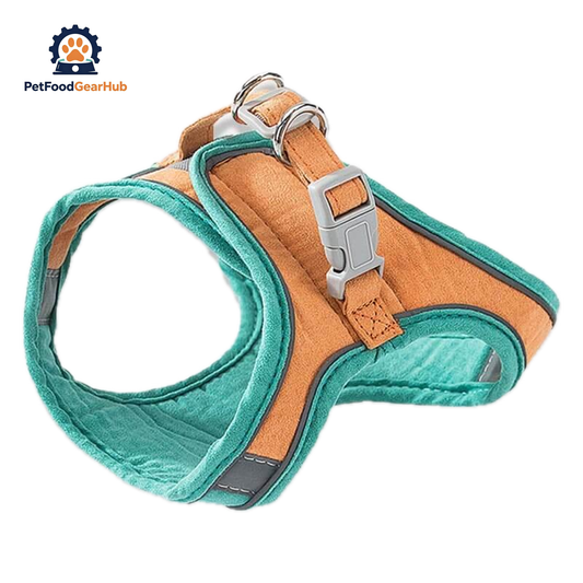 Mochi Cat Harness & Leash Set in Green and Orange | PetFoodGearHub