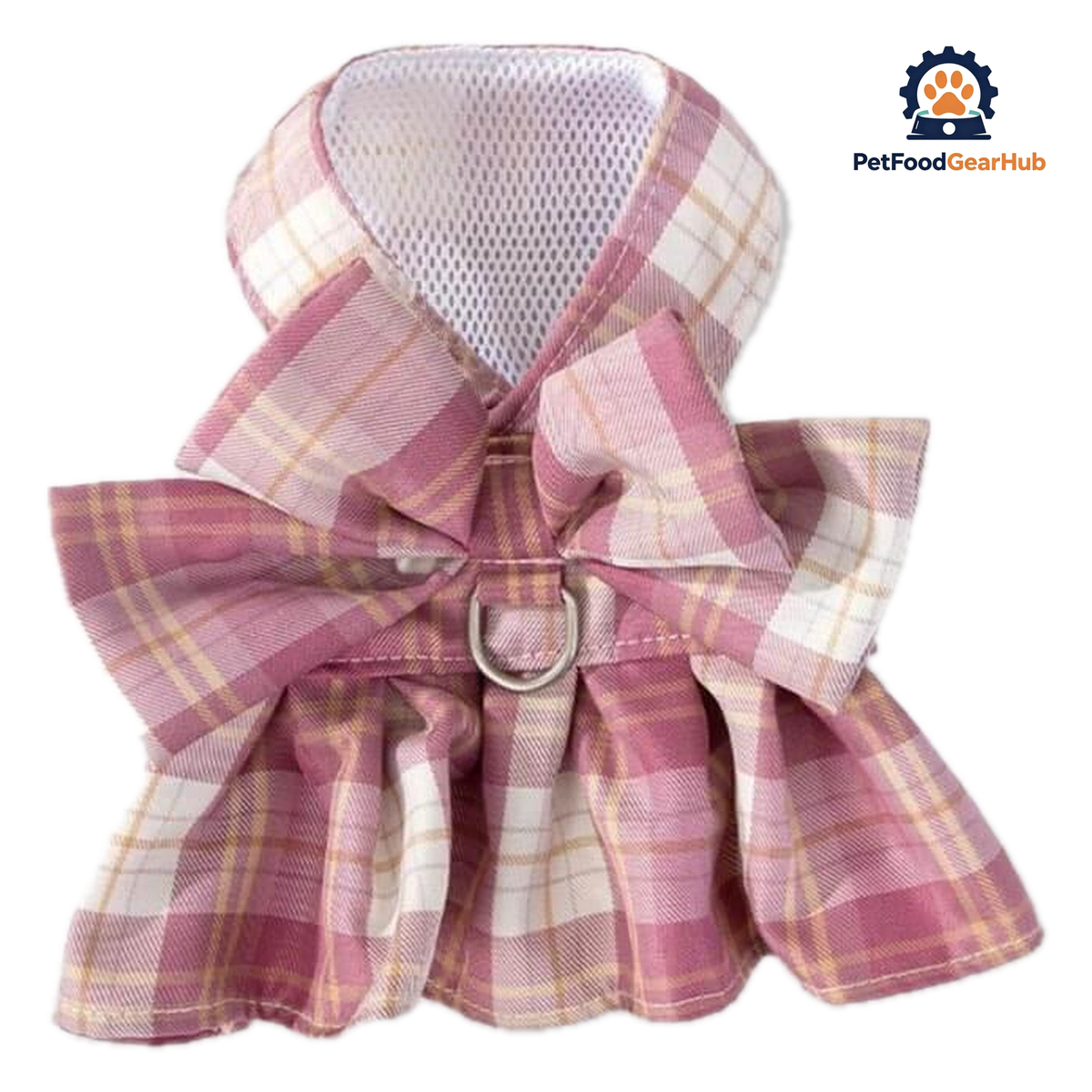 Pink Fuji Cat Harness & Leash Set in Checkered Design | PetFoodGearHub