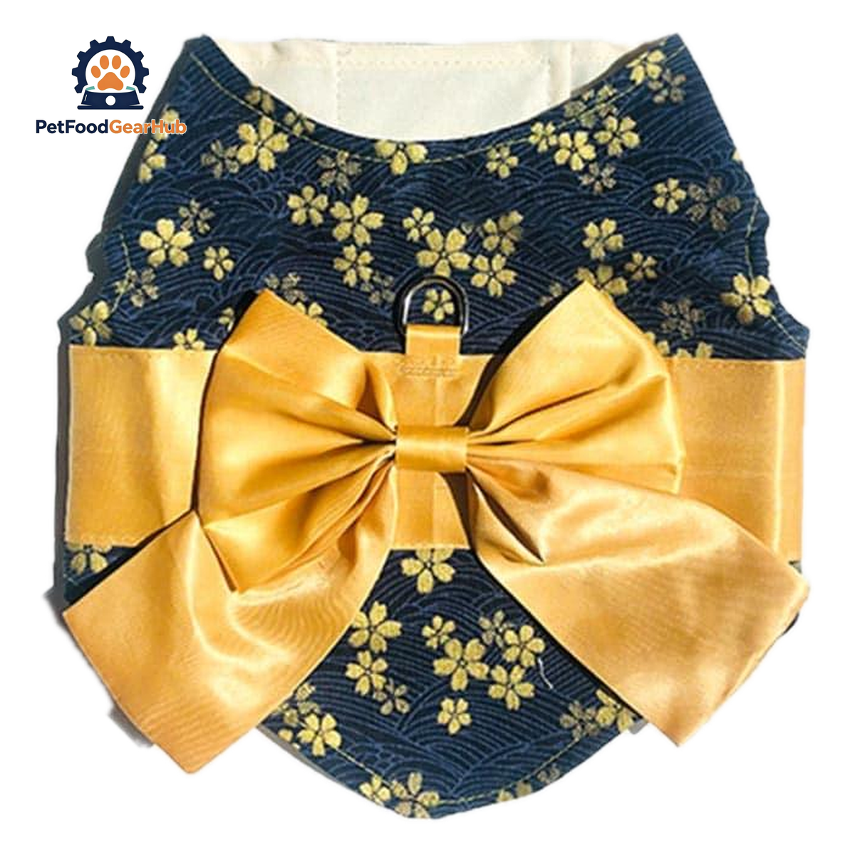 Kimono Style Cat Harness and Leash Set with Golden Bow | PetFoodGearHub