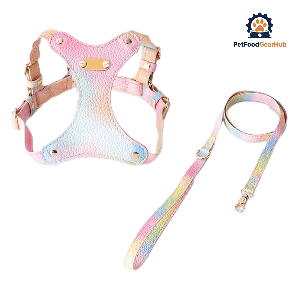 Aurora Vegan Leather Cat Harness and Leash Set with Gradient Colors | PetFoodGearHub