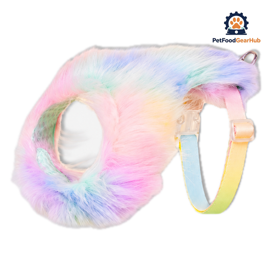 H-Style Colorful Faux Fur Cat Harness & Leash for Walking Cats | PetFoodGearHub
