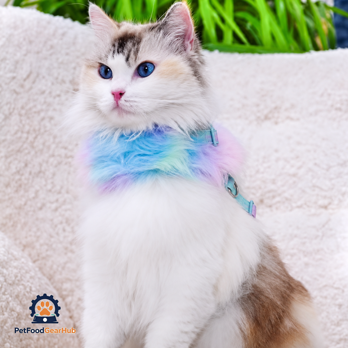 Cat in Colorful Faux Fur H-Style Cat Harness | PetFoodGearHub
