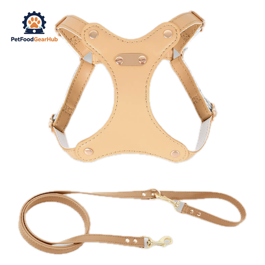 Rio Cat Harness & Leash Set in Tan Leather | PetFoodGearHub