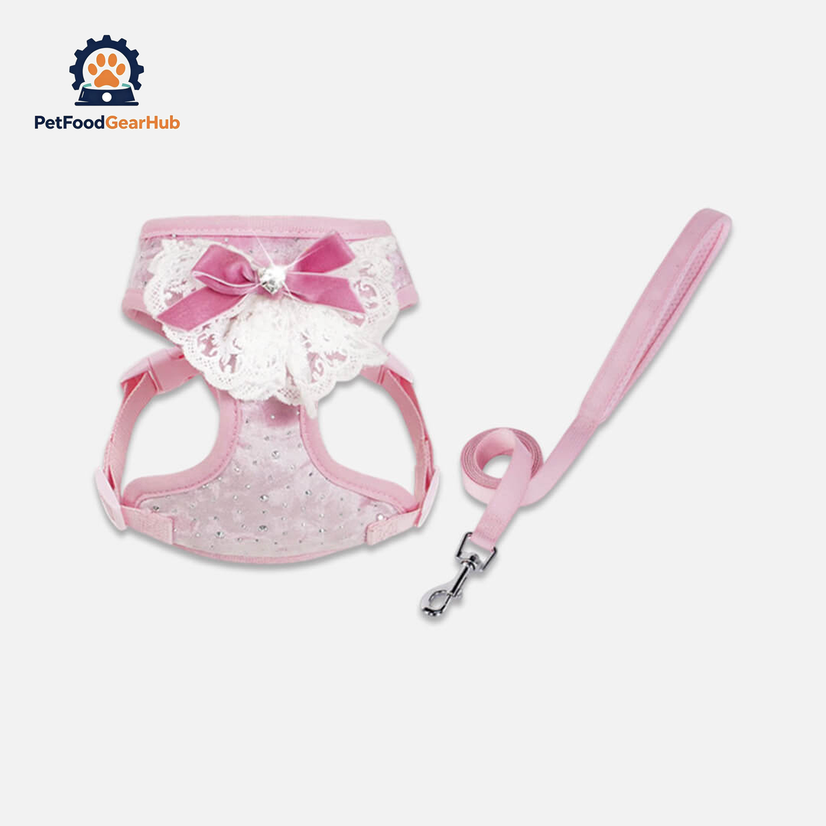 PetFoodGearHub Pink Sparkle Cat Vest Harness & Leash Set