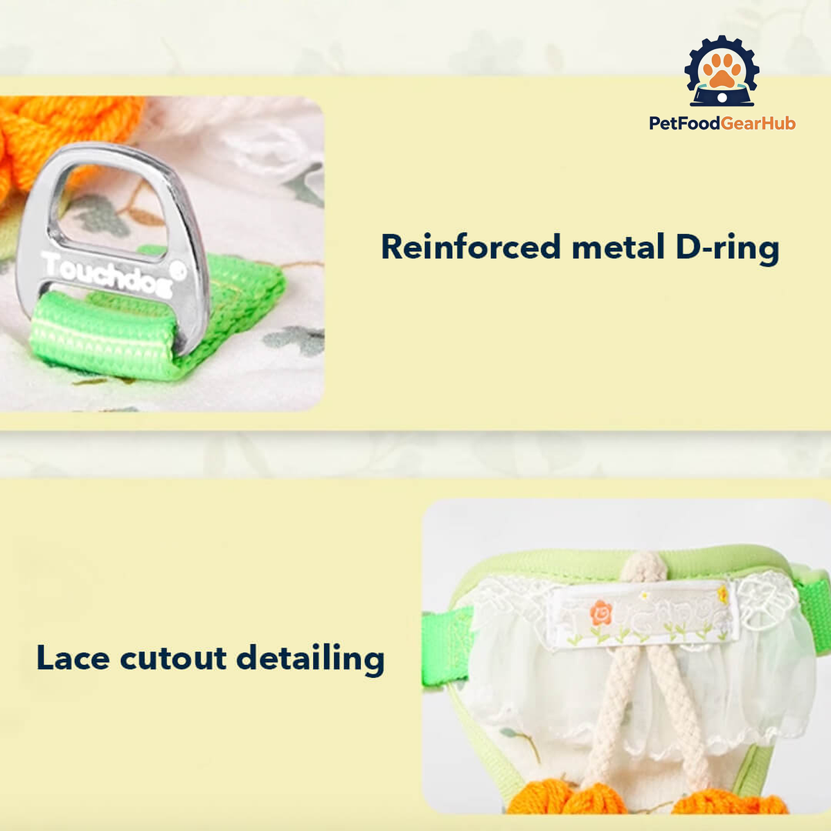 Details of Green Floral H-Style Cat Harness & Leash Set | PetFoodGearHub