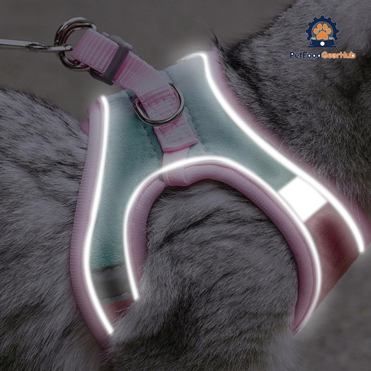 Reflective Trims on Marshmallow Reflective Cat Harness | PetFoodGearHub
