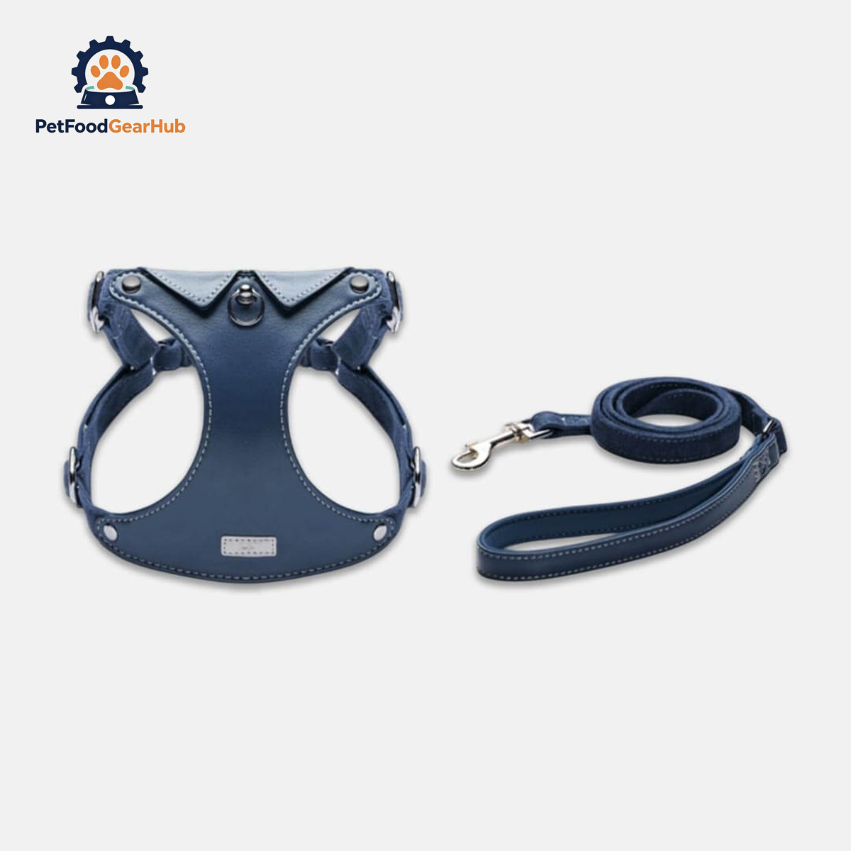 Navy Leather Cat Harness & Leather Set for Walking | PetFoodGearHub