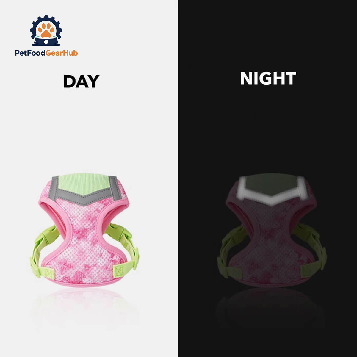 Reflective Trim of Green & Pink Mesh Cat Vest Harness | PetFoodGearHub