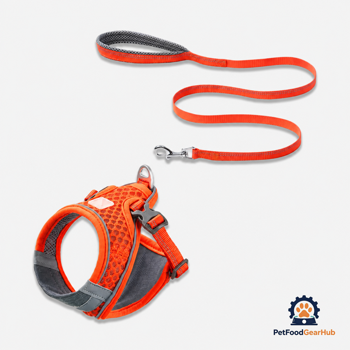 Orange Mesh Vest Cat Harness & Leash Set | PetFoodGearHub