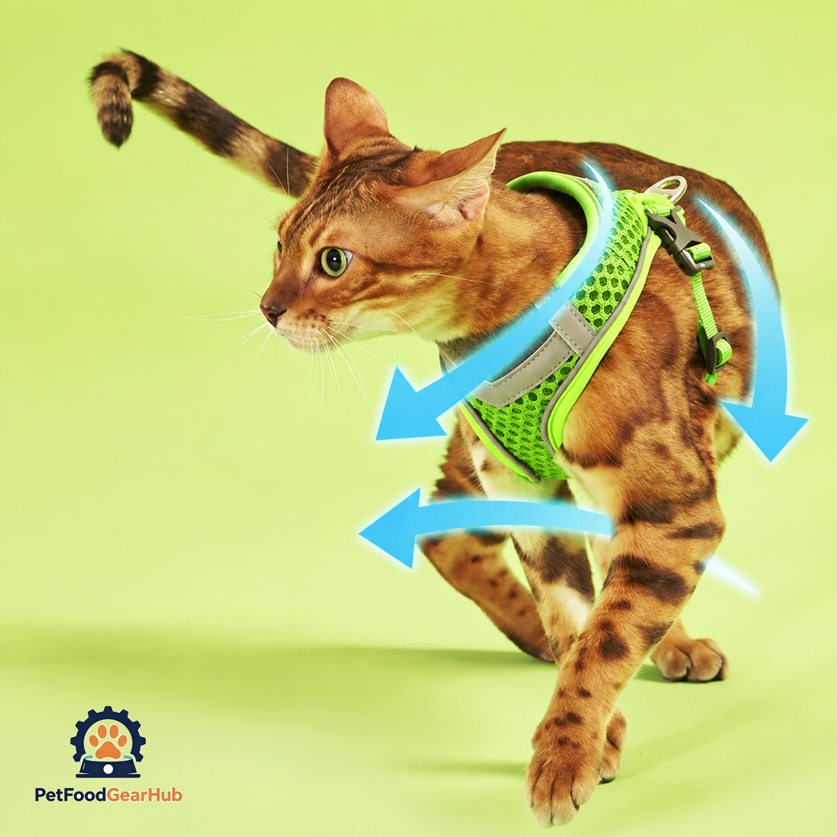 Cat in Neon Green Mesh Cat Vest Harness and Leash | PetFoodGearHub