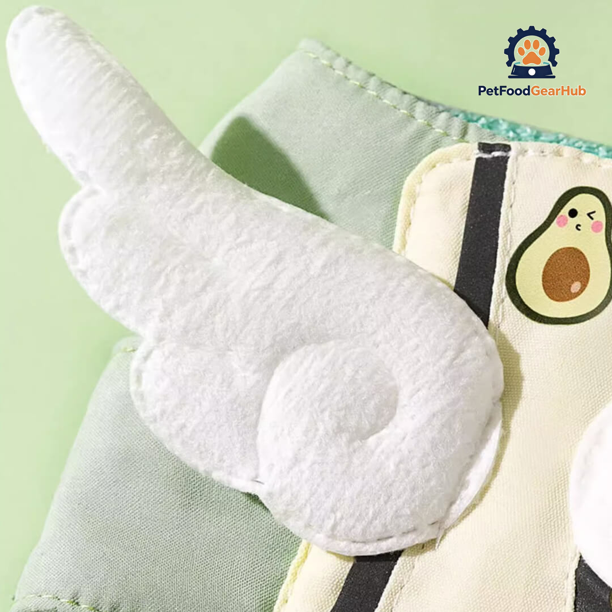 Avocado Angel Wings on Cat Harness | PetFoodGearHub