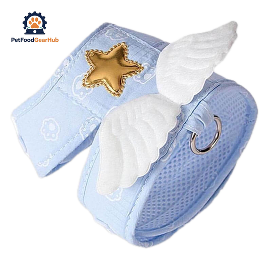Blue Angel Cat Harness and Leash Set with Wings and Star | PetFoodGearHub