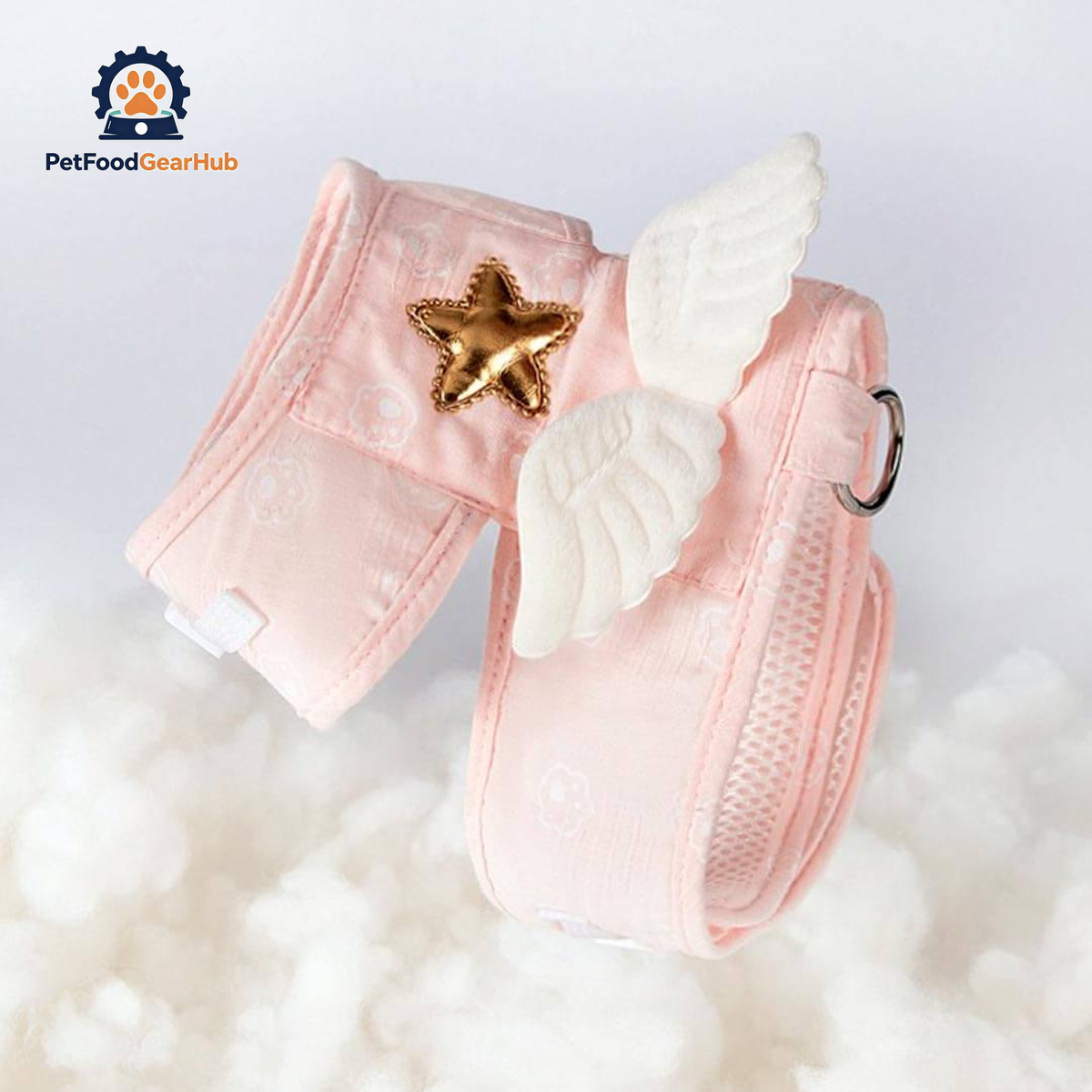 Pink Angel Cat Harness and Leash Set with Wings and Star | PetFoodGearHub