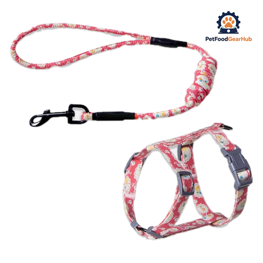 Daisy Red Cat Harness & Leash Set for Walking | H-Style Cat Harness for Walking | PetFoodGearHub