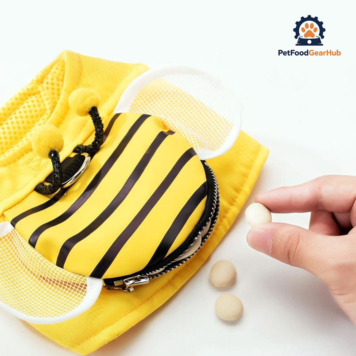 Honeybee Cat Harness with Treat Pouch | PetFoodGearHub