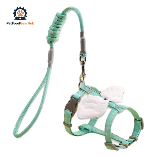 Celeste Green H-Style Cat Harness & Leash for Walking | PetFoodGearHub