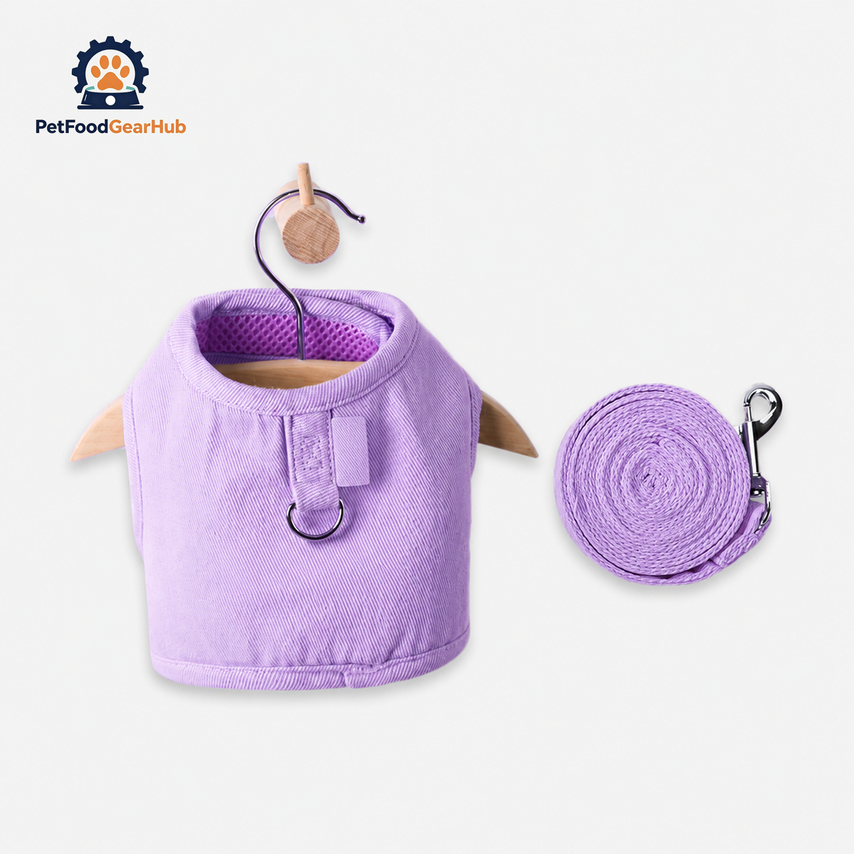 Loki Cat Harness & Leash Set in Lavender with Reflective Letters | PetFoodGearHub