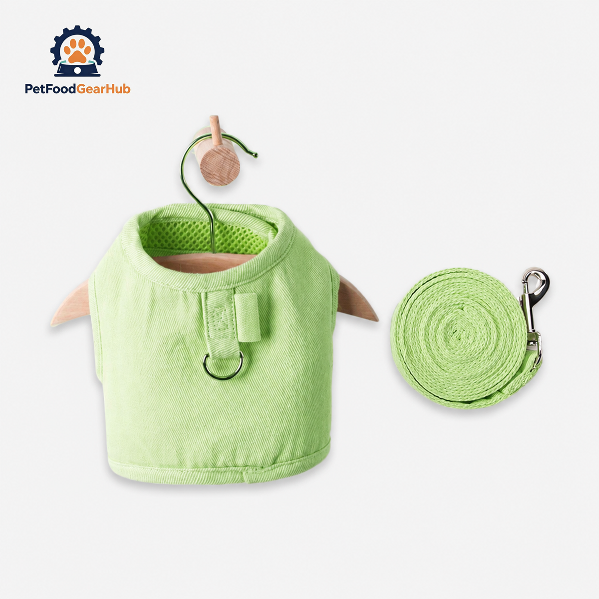 Loki Cat Harness & Leash Set in Green with Reflective Letters | PetFoodGearHub