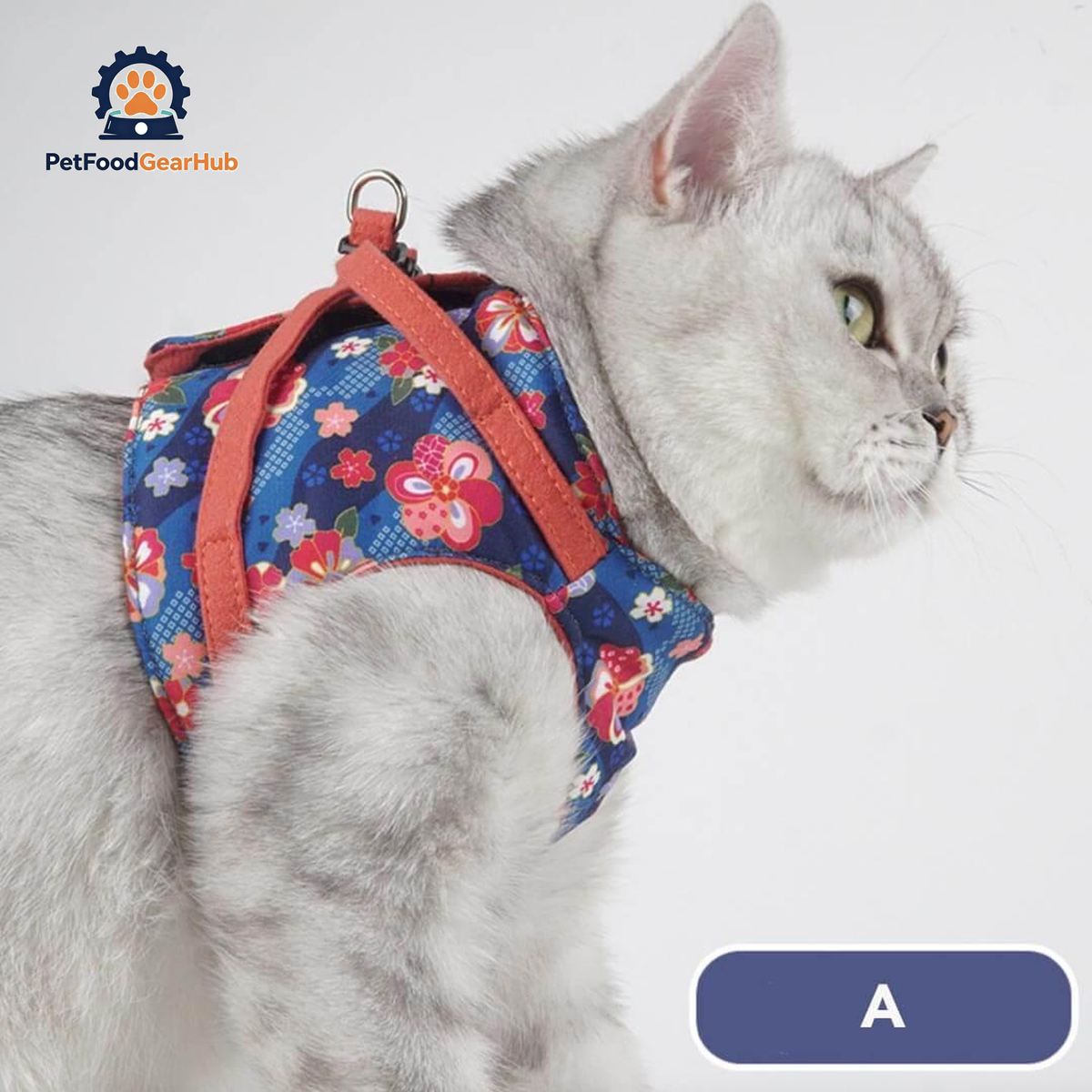 Cat Wearing Fleur Cat Harness with Adjustable Fit | PetFoodGearHub