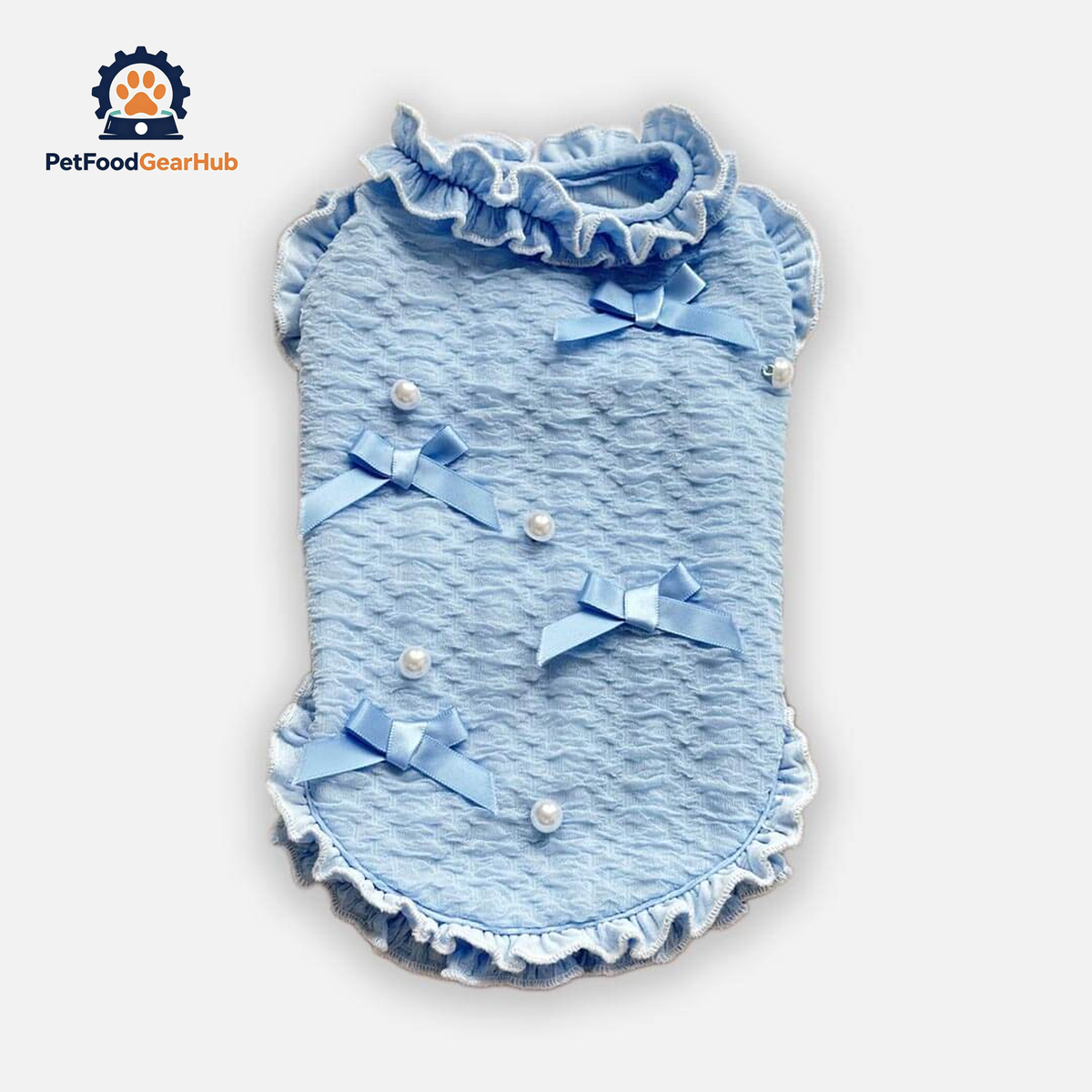 Blue Ruffled Bow Cat Vest | Elegant Blue Cat Outfit | PetFoodGearHub