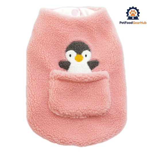 Pink Fleece Penguin Vest for Cats & Kittens | PetFoodGearHub