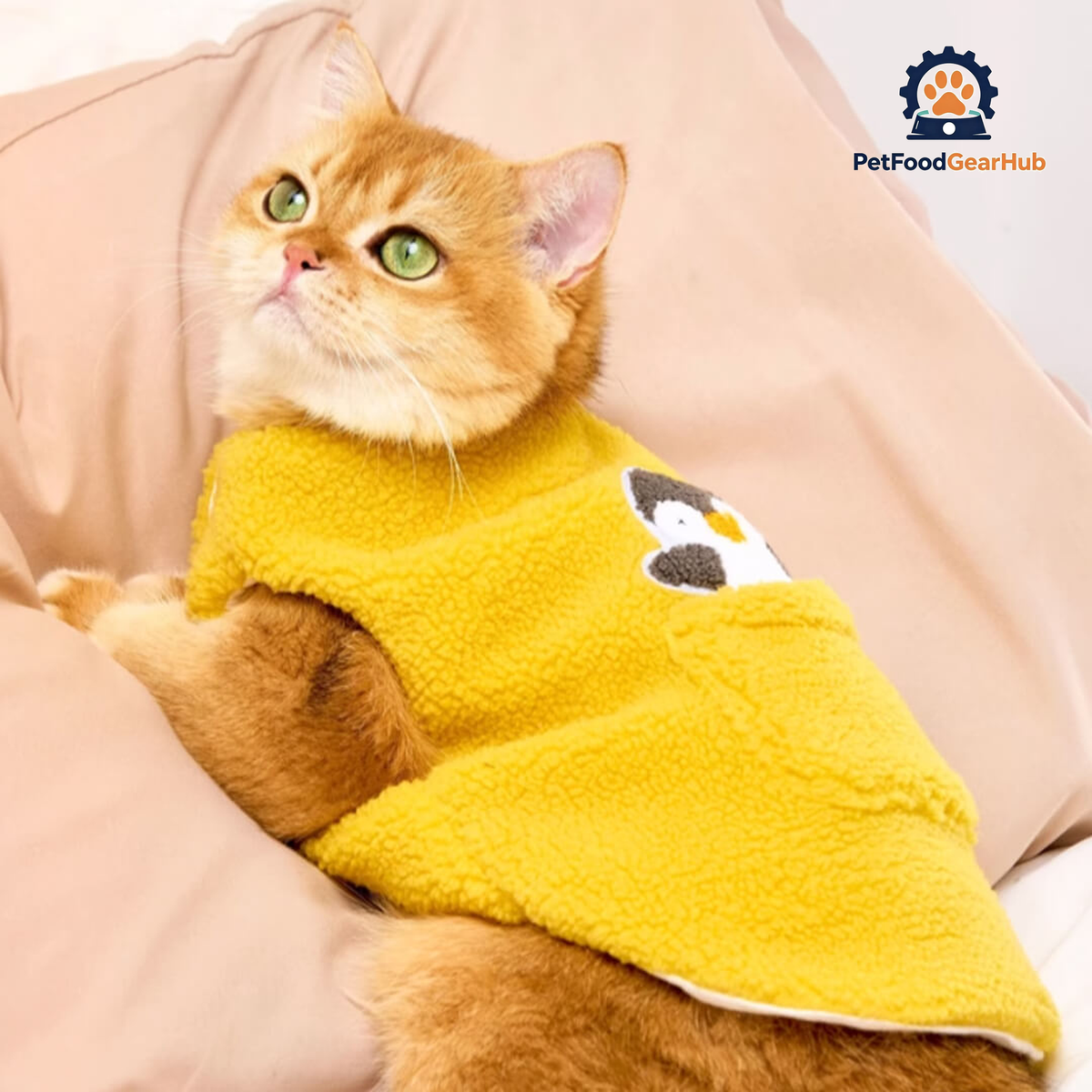 Cat in Yellow Penguin Fleece Vest | PetFoodGearHub