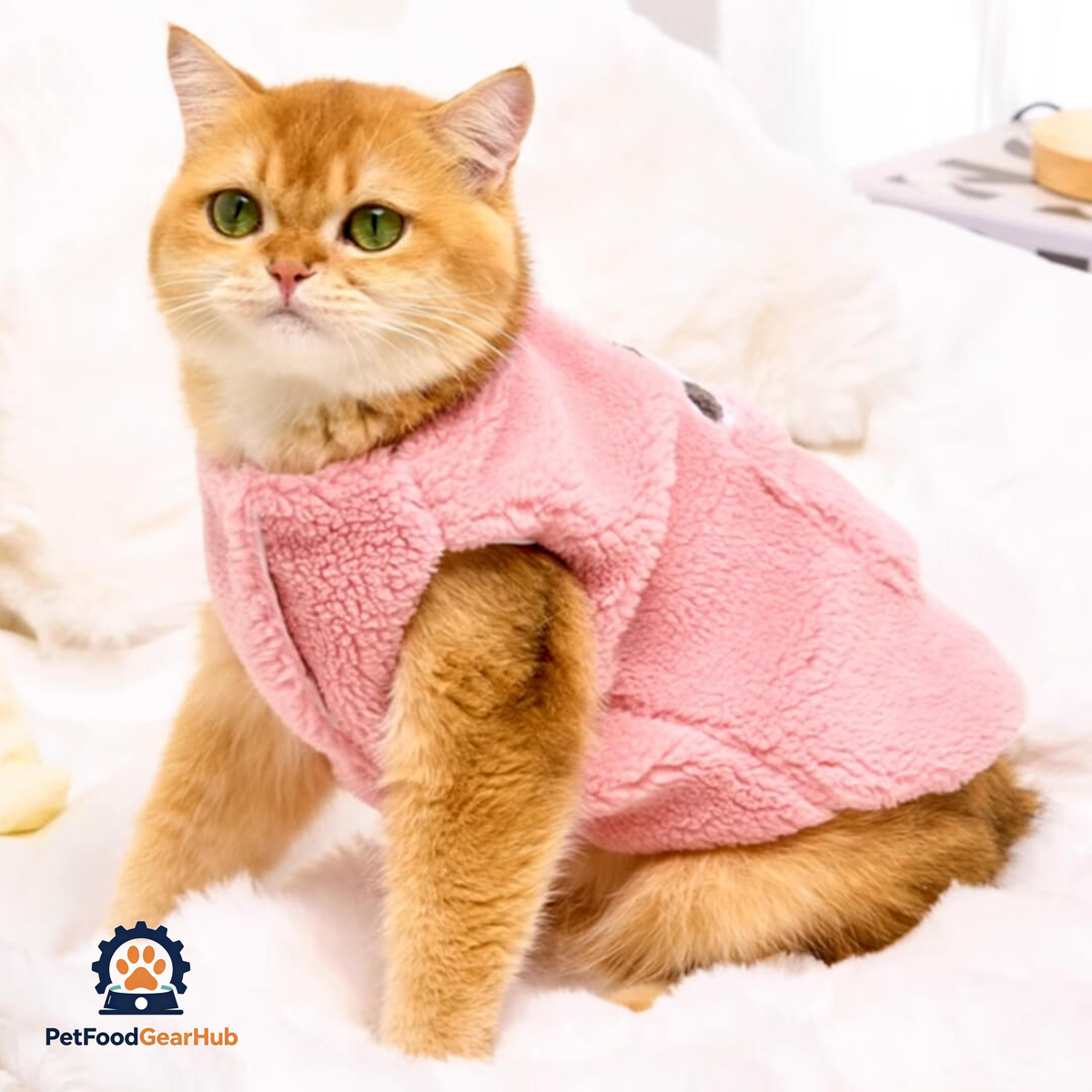 Cat in Pink Penguin Fleece Vest | PetFoodGearHub