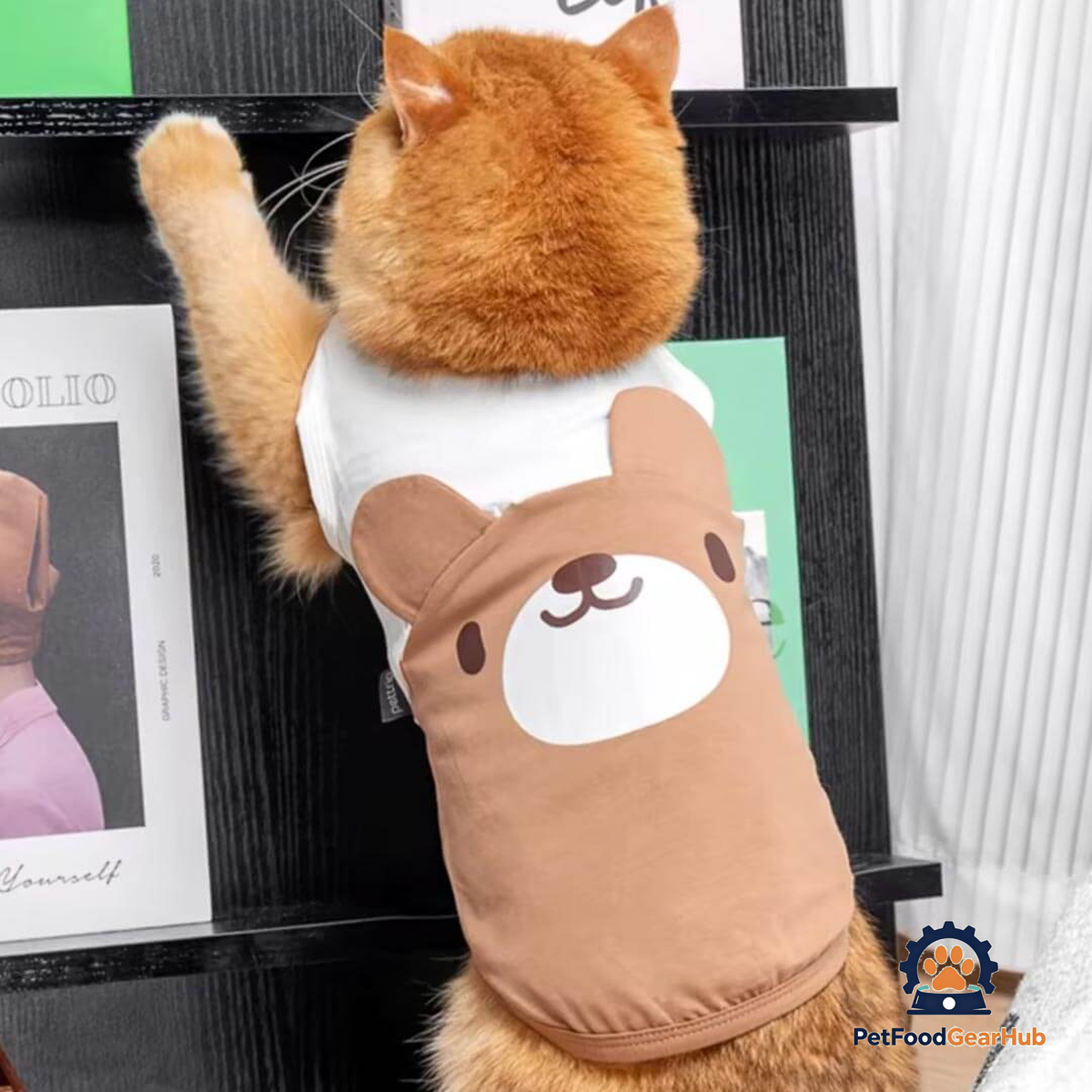 Cat in Brown Teddy Bear Cat Vest | Cat Summer Vest | PetFoodGearHub