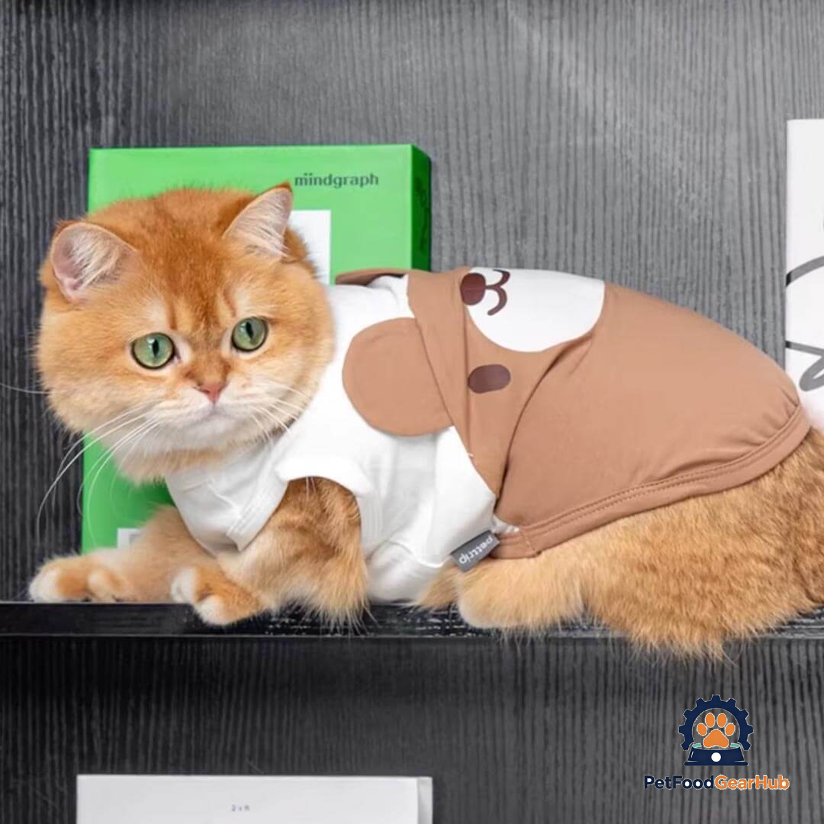 Cat in Brown Teddy Bear Cat Vest | Cute Cat Outfit | PetFoodGearHub