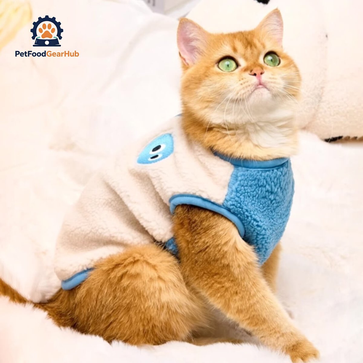 Cat in Cute Blue Vest | PetFoodGearHub