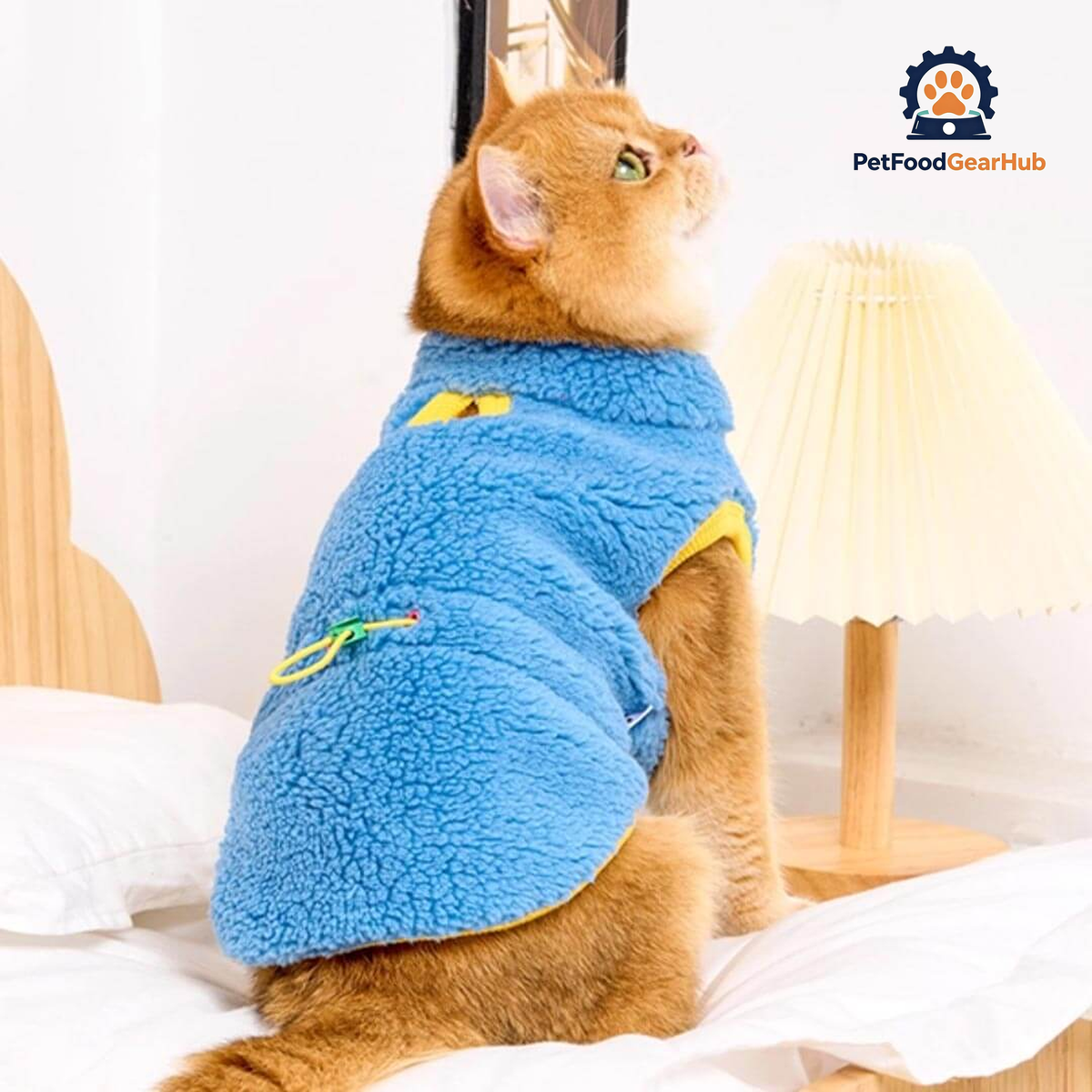 Cat in Blue Fleece Jacket | PetFoodGearHub