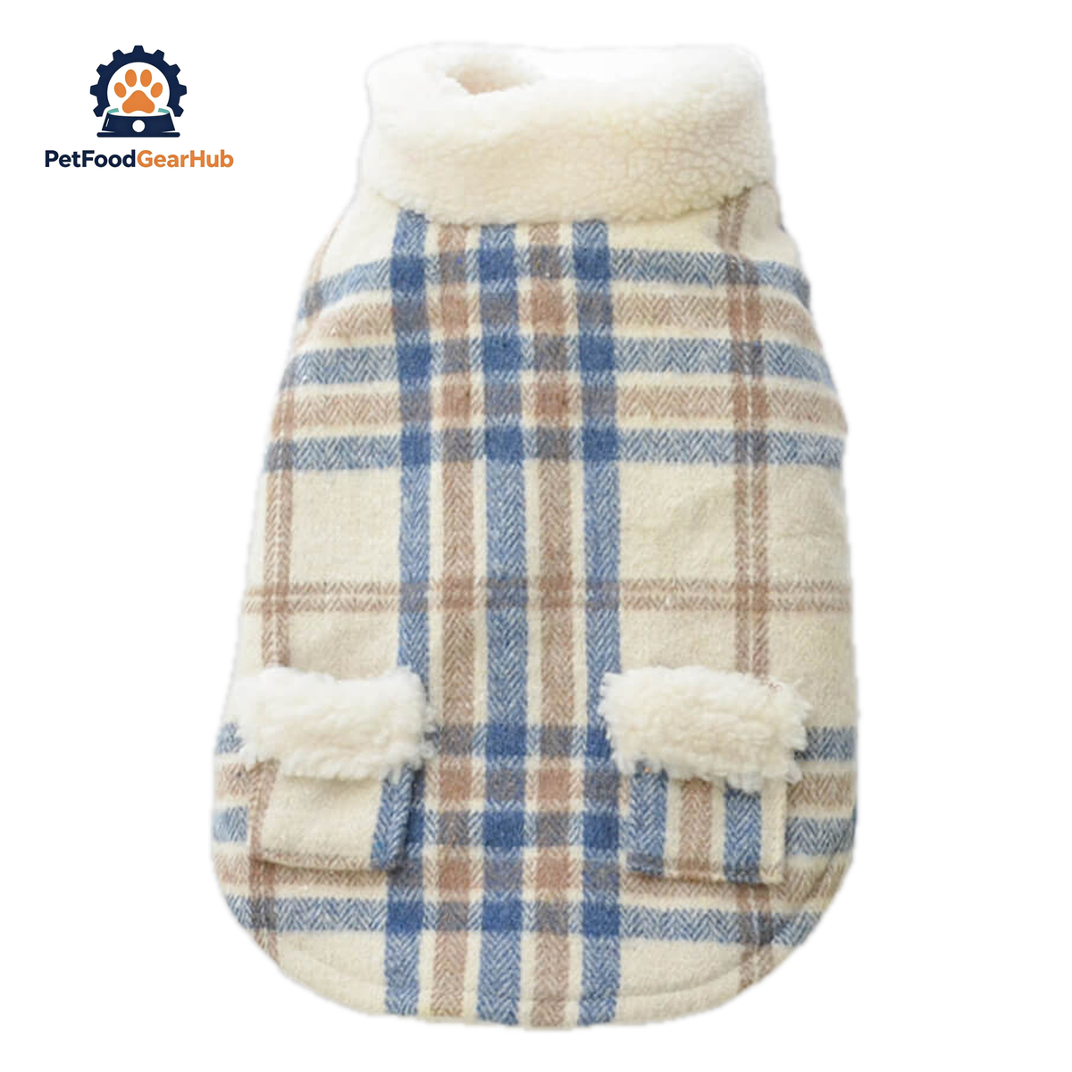 Stylish Check Fleece Cat Jacket | PetFoodGearHub