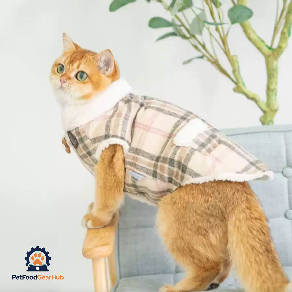 Cat in Fleece Check Jacket | PetFoodGearHub